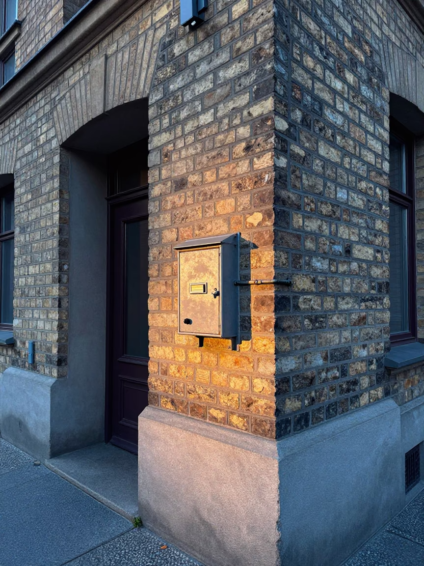 First Light Dawn Berlin Street Scene with Vintage Lockbox and Porcelain Details in in Berlin, Germany