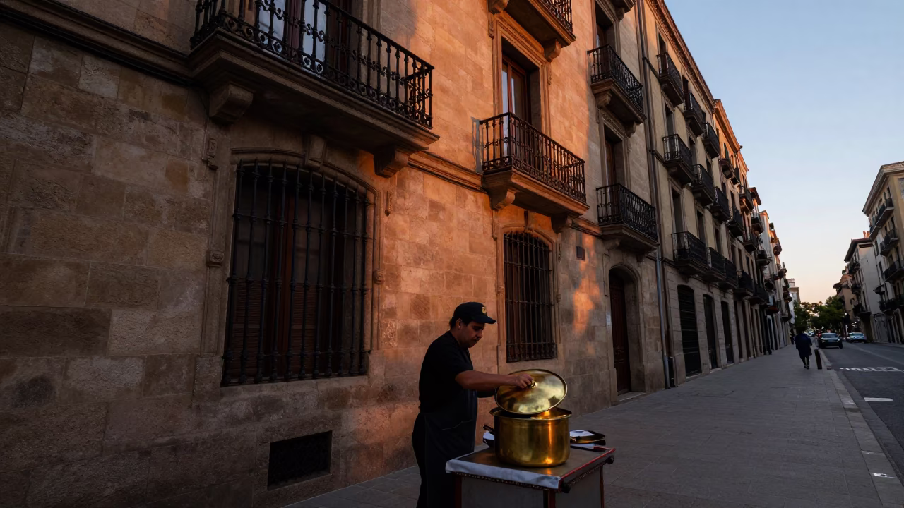 First Light Dawn in Barcelona Spain Street Photography Candid Moment in in Barcelona, Spain