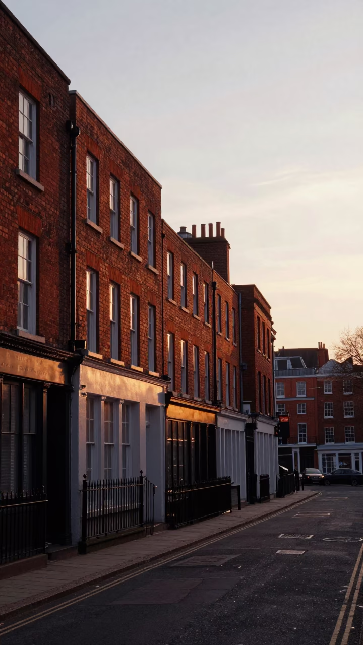 First Light Dawn in Bristol United Kingdom Street Scene with Vintage 1960s Aesthetic in in Bristol, United Kingdom