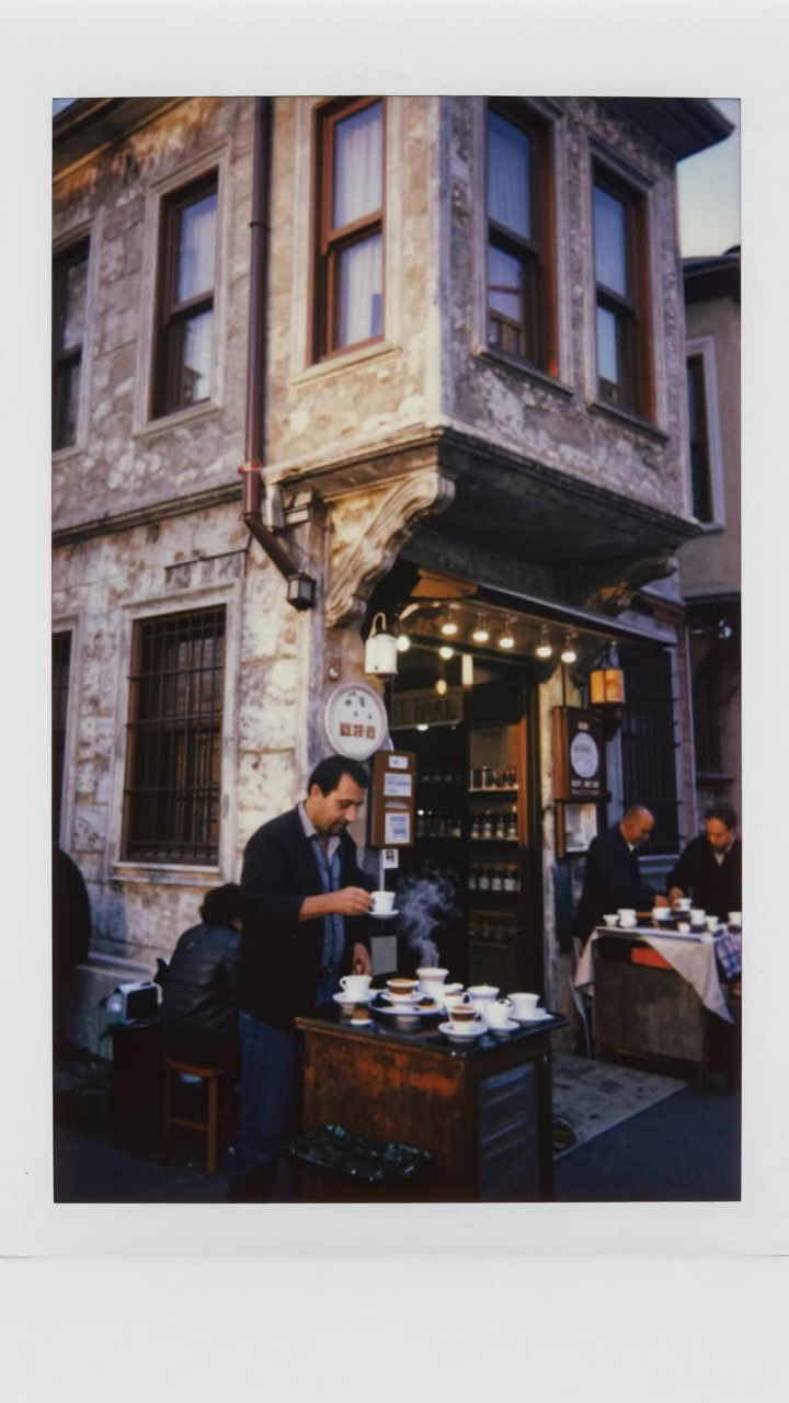 First Light Dawn in Istanbul Turkey Street Scene with Coffee and Local Life in in Istanbul, Turkey