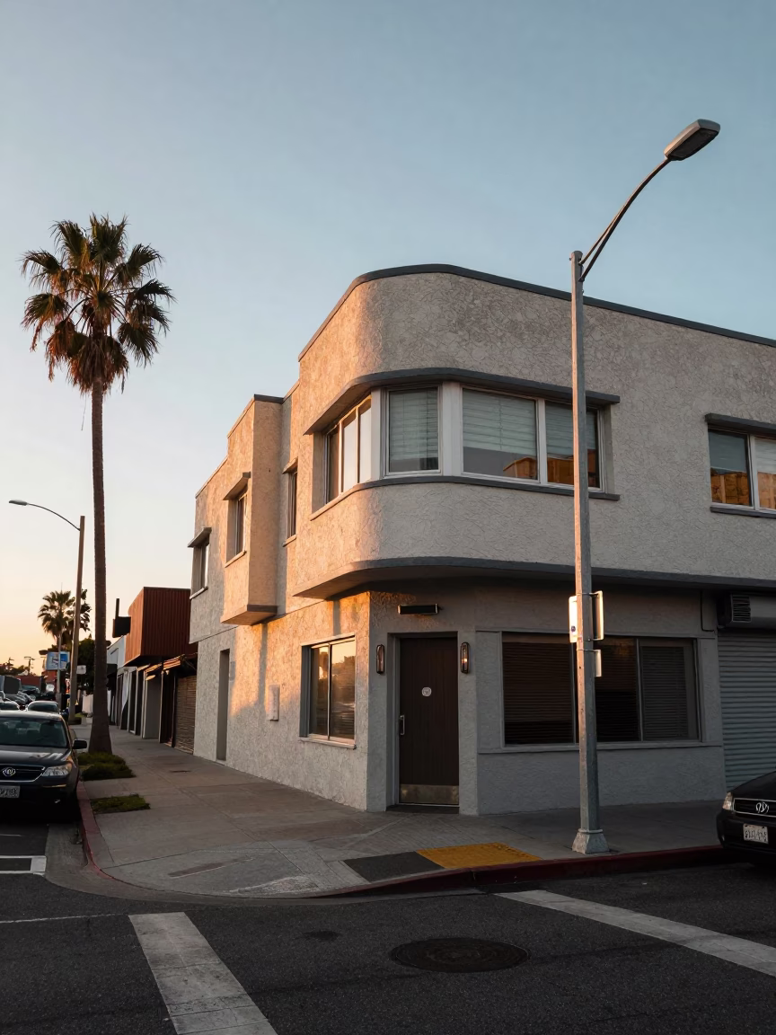 First Light Dawn in Los Angeles California Street Scene with Vintage Details in in Los Angeles, California, United States
