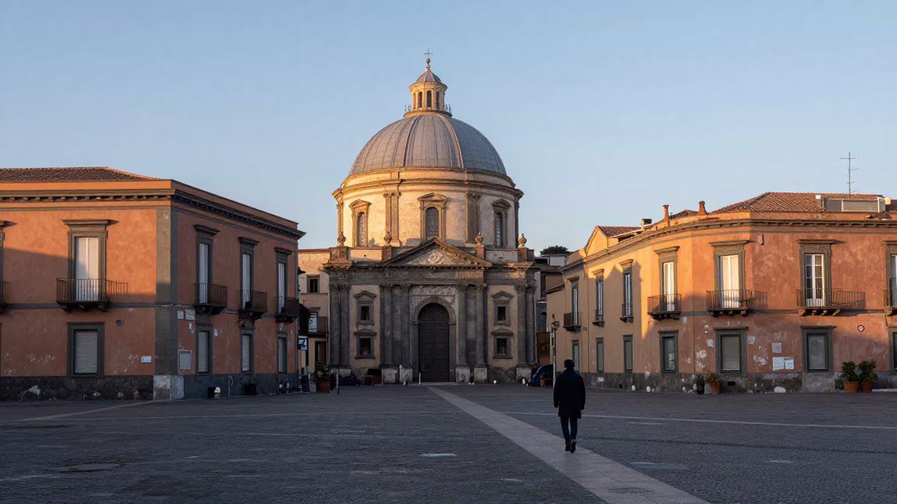 First Light Dawn in Naples Italy Revealing Historic Architecture and Early Morning Street Life in in Naples, Italy