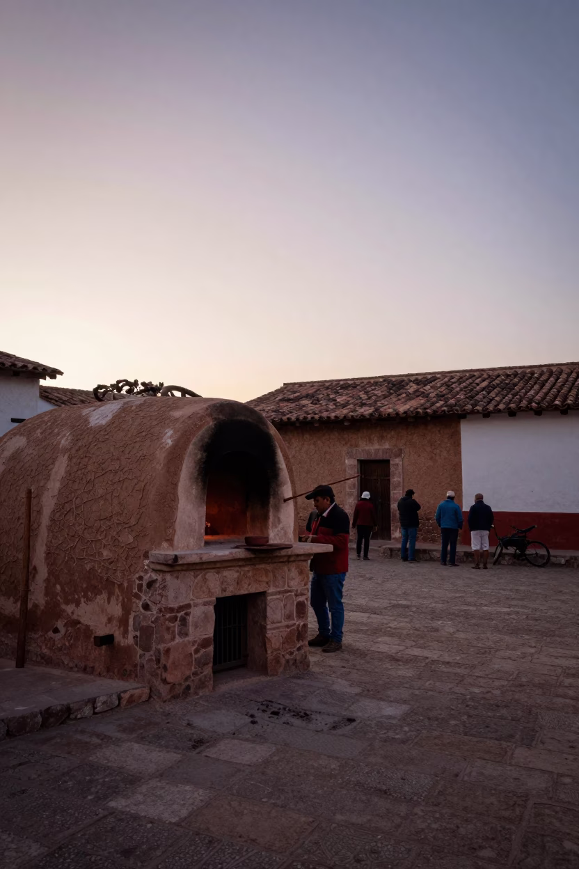 First Light Dawn in Oaxaca Mexico with Traditional Bread Oven and Morning Activity in in Oaxaca, Mexico