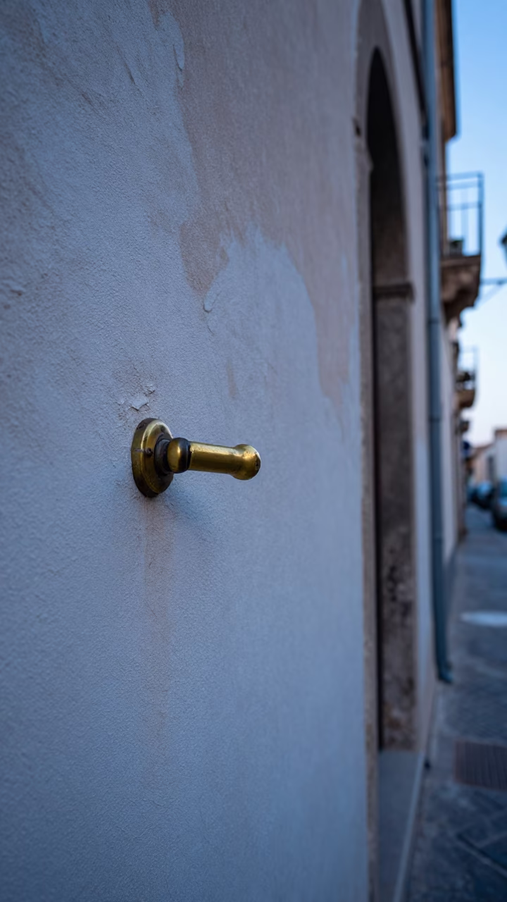 First Light Dawn in Palermo Italy Street Scene with Door Handle in in Palermo, Italy