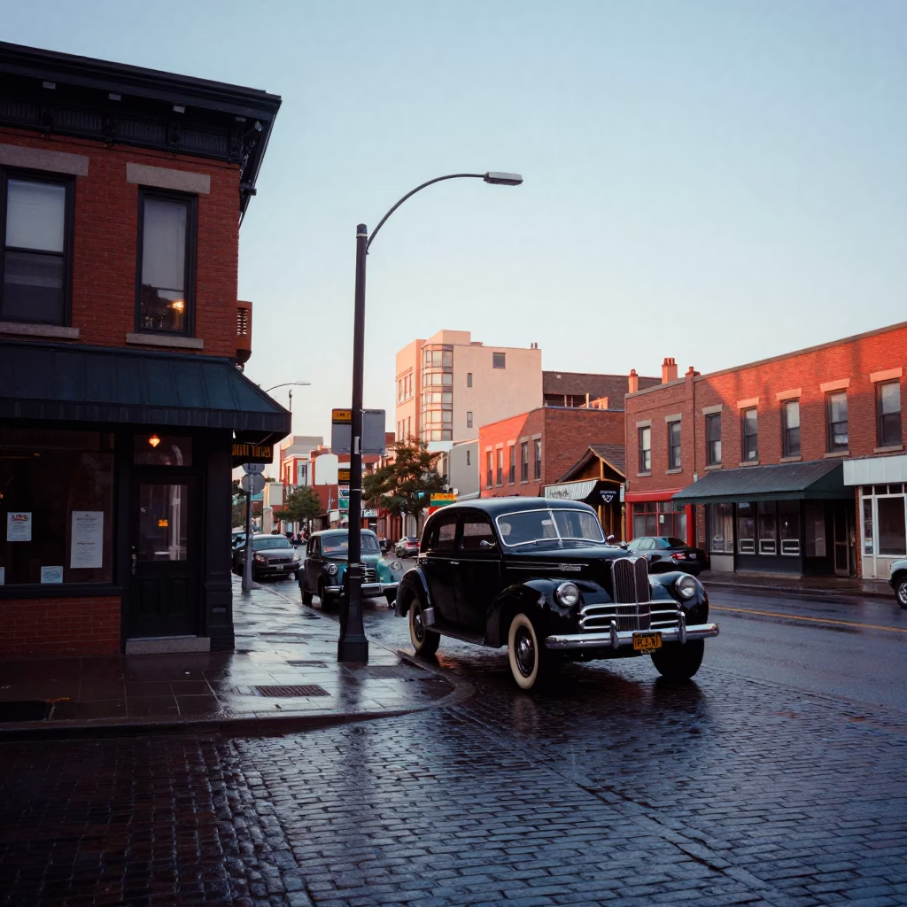 First Light Dawn in Toronto Ontario Canada Street Scene with Vintage Atmosphere in in Toronto, Ontario, Canada