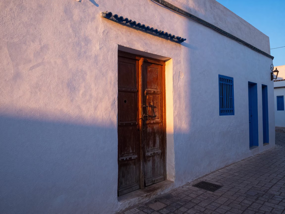 First Light Dawn in Tunis Tunisia Street Scene with Door Latch Detail in in Tunis, Tunisia