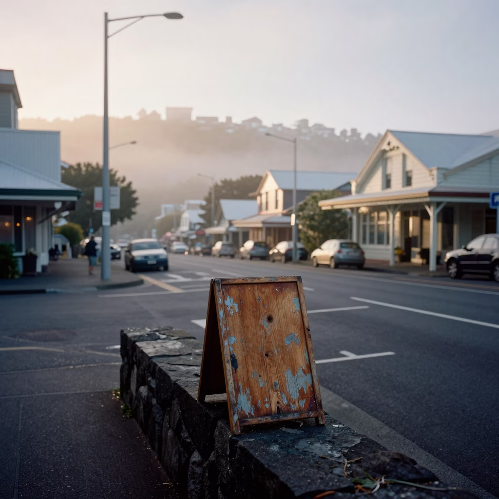 First Light Dawn in Wellington New Zealand Street Scene with Vintage 1990s Details in in Wellington, New Zealand