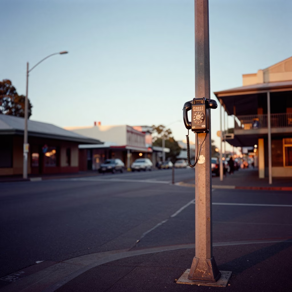 First Light Dawn on Adelaide South Australia Street Scene with Vintage Bakelite Telephone in in Adelaide, South Australia, Australia