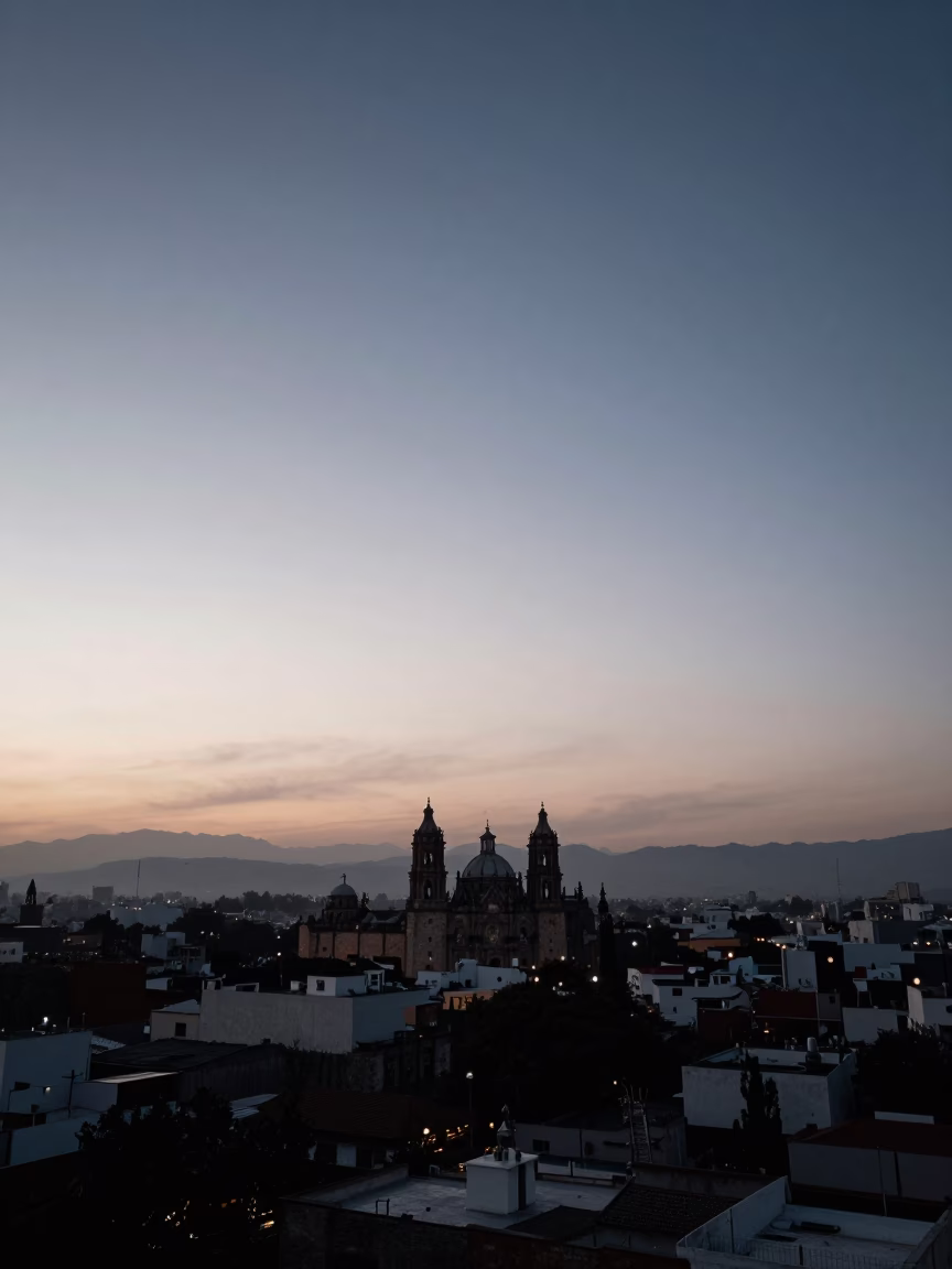 First Light Dawn Over Guadalajara Mexico Cityscape and Urban Horizon in in Guadalajara, Mexico