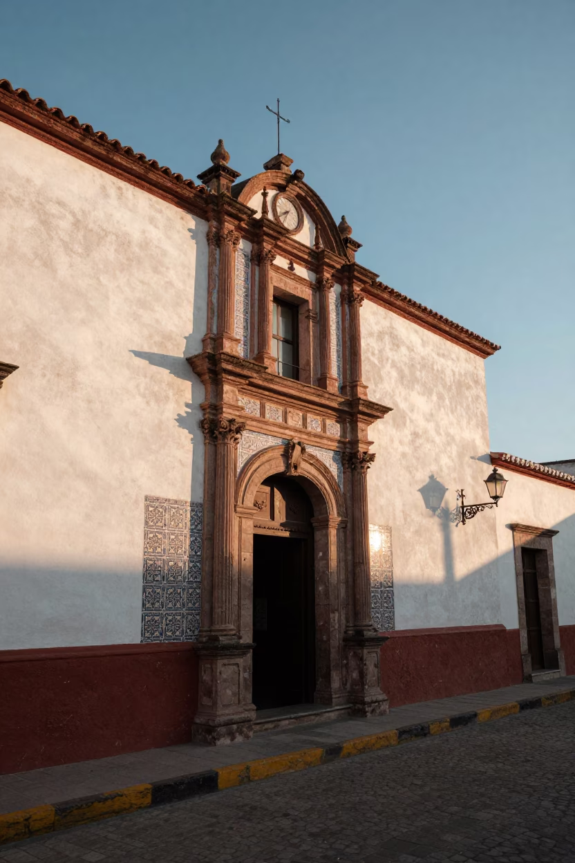 First Light Illuminating Colonial Facades and Daily Life in Oaxaca Mexico in in Oaxaca, Mexico