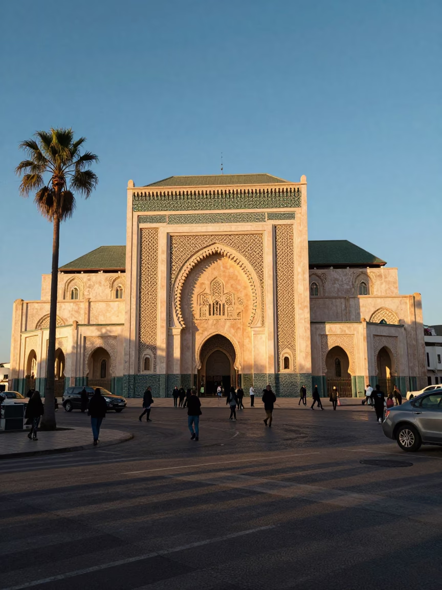 First Light Illuminating Traditional Moroccan Architecture and Daily Life in Casablanca Morocco in in Casablanca, Morocco