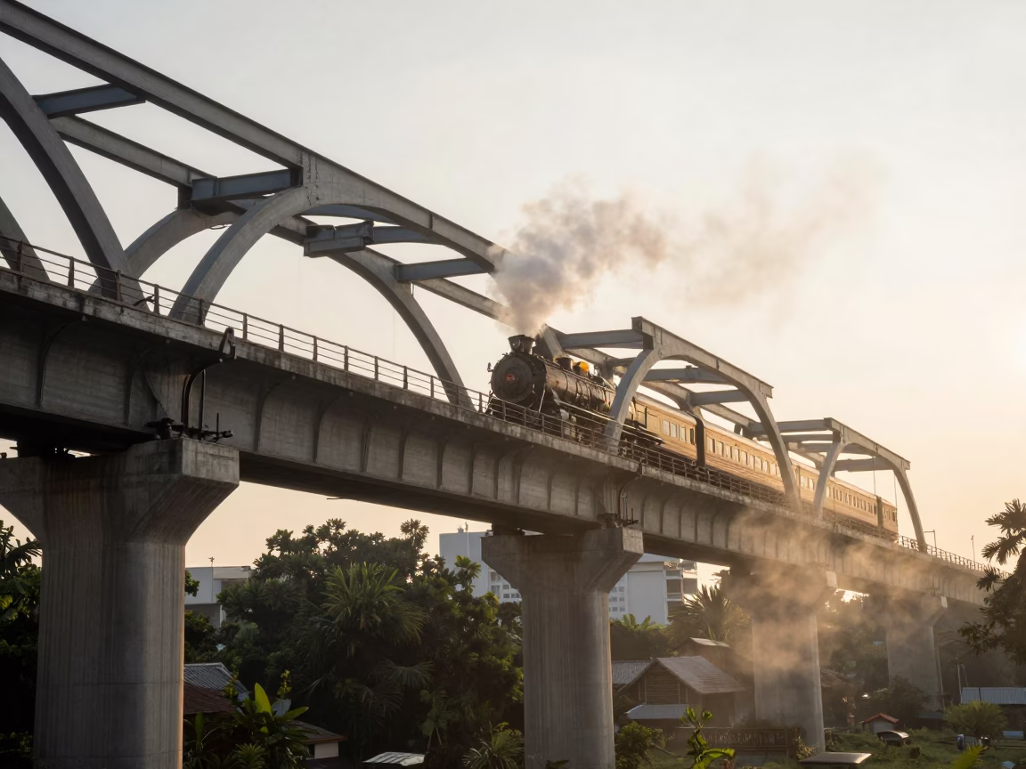 First Light in Bangkok at As First Light Reaches The Scene in in Bangkok, Thailand