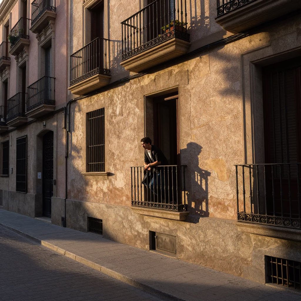 First Light in Barcelona at As First Light Reaches The Scene in in Barcelona, Spain