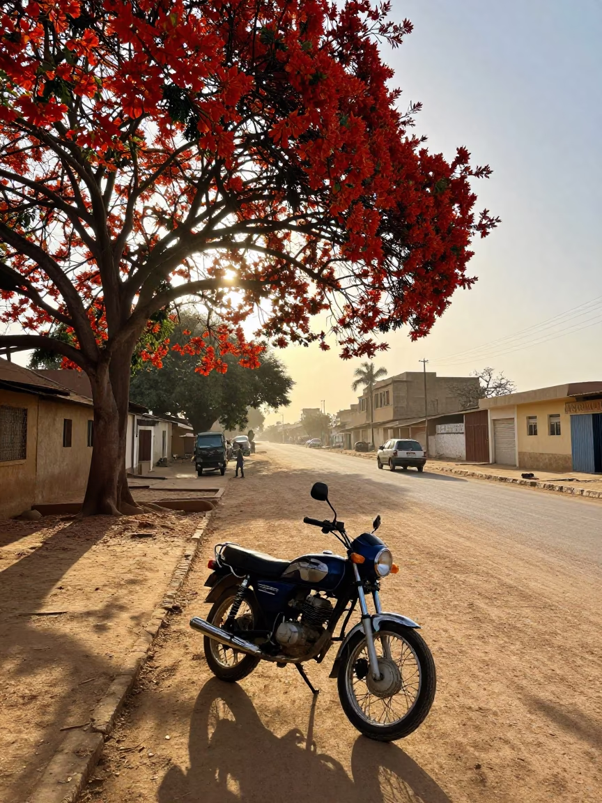 First Light in Dakar at As First Light Reaches The Scene in in Dakar, Senegal