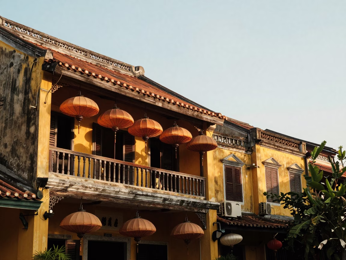 First Light in Hoi An at As First Light Reaches The Scene in in Hoi An, Vietnam