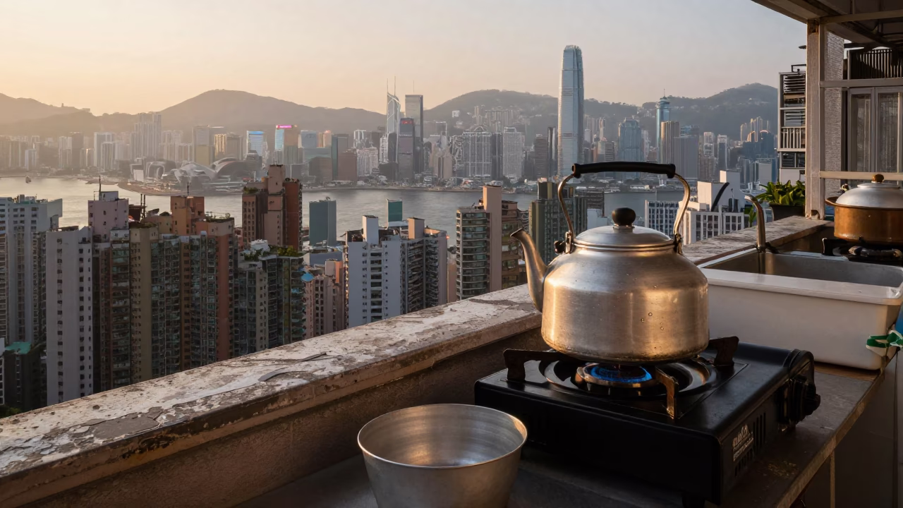 First Light in Hong Kong at As First Light Reaches The Scene in in Hong Kong, Hong Kong