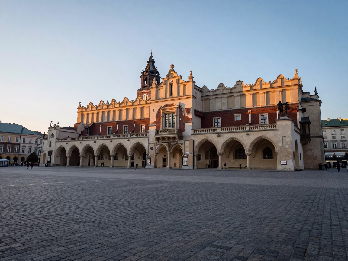 First Light in Krakow at As First Light Reaches The Scene in in Krakow, Poland