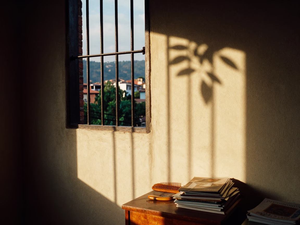 First Light in Medellin Colombia Reveals Window Shadows and Local Morning Routine in in Medellin, Colombia