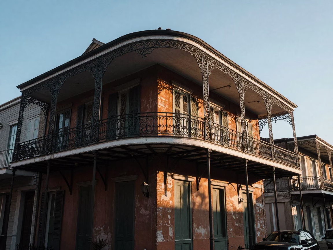 First Light in New Orleans at As First Light Reaches The Scene in in New Orleans, Louisiana, United States