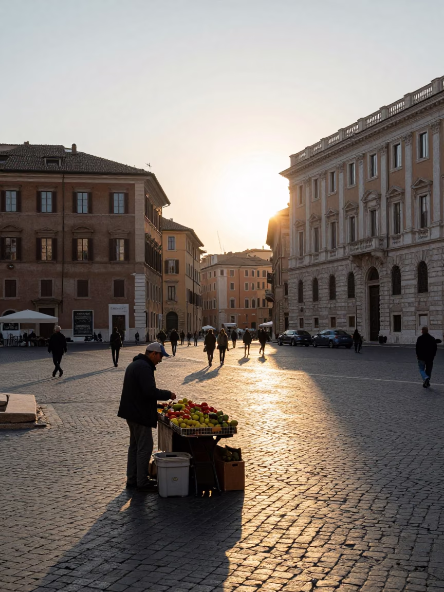 First Light in Rome at As First Light Reaches The Scene in in Rome, Italy