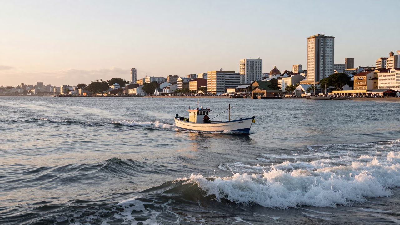 First Light in Salvador at As First Light Reaches The Scene in in Salvador, Brazil