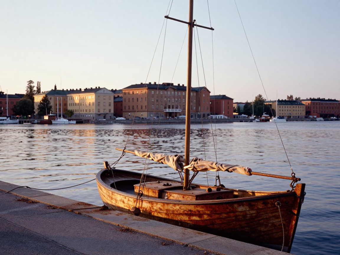 First Light in Stockholm at As First Light Reaches The Scene in in Stockholm, Sweden