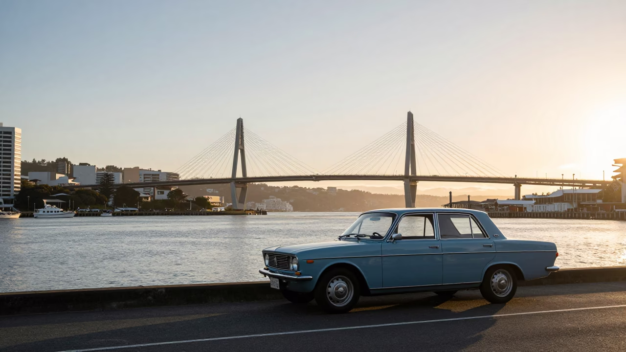 First Light in Wellington at As First Light Reaches The Scene in in Wellington, New Zealand
