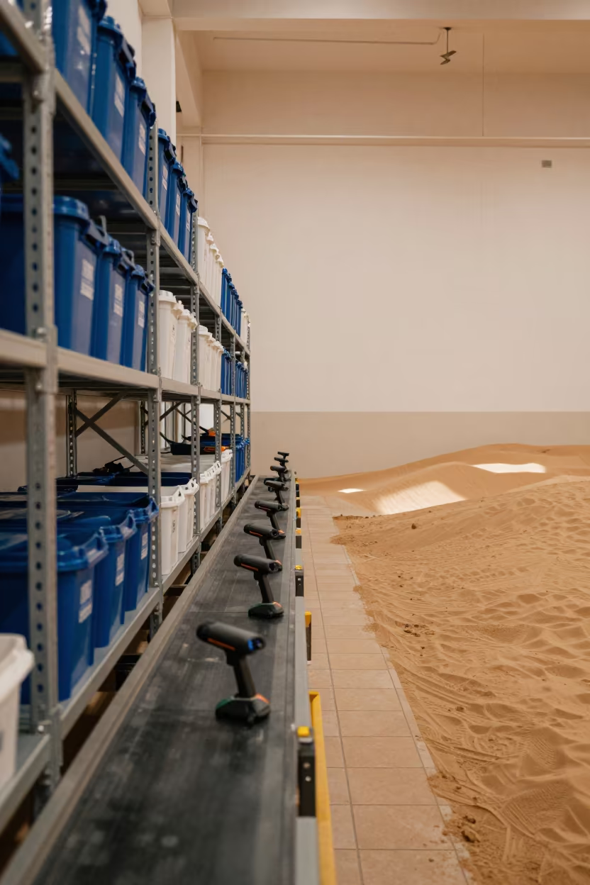 First Light Logistics Floor Transitions to Sand in at a parcel sorting belt near Girga