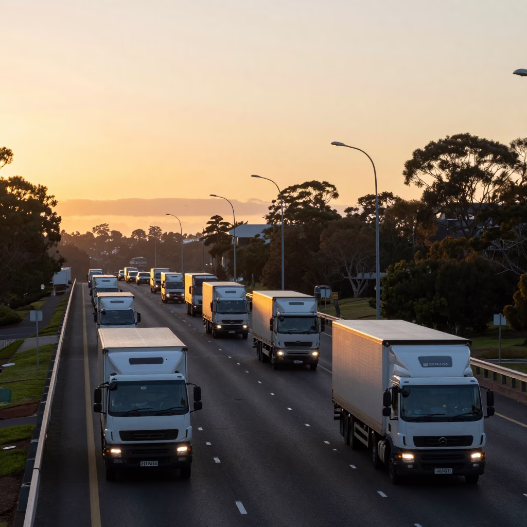 First Light Morning Commute on Perth Perth Western Australia Freeway Bridge in in Perth, Western Australia, Australia