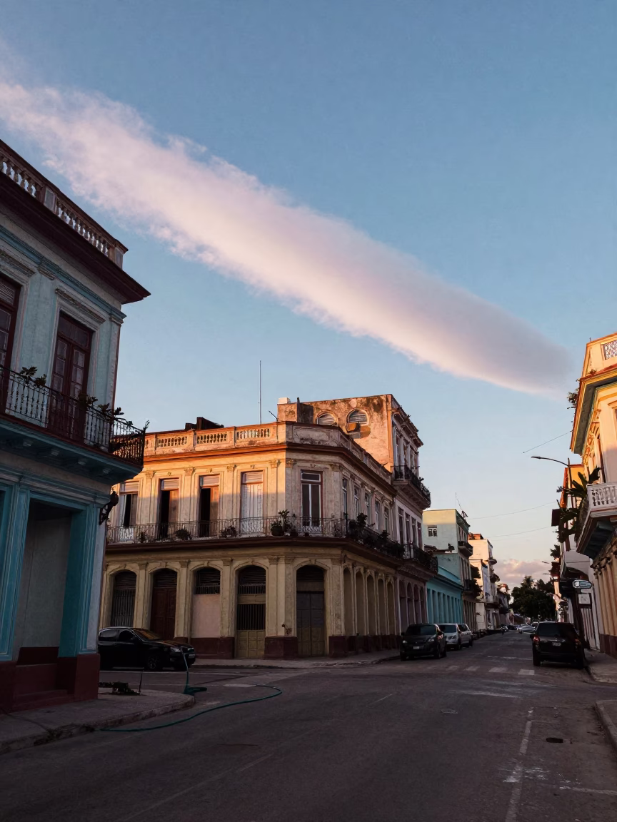 First Light Morning Glory Cloud Over Havana Cuba Street Scene in in Havana, Cuba
