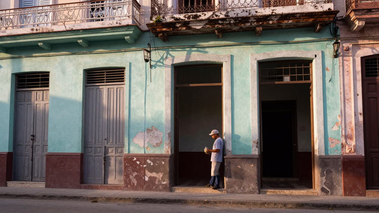 First Light Morning in Havana Cuba Street Scene with Local Details in in Havana, Cuba