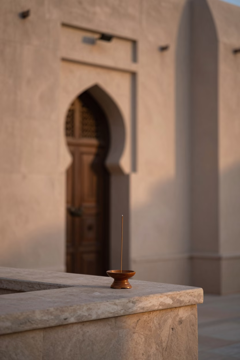 First Light Morning in Muscat Oman Incense Holder and Traditional Architecture in in Muscat, Oman
