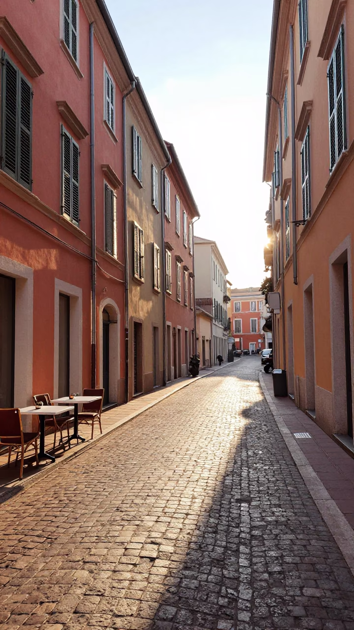 First Light Morning in Nice France Street Scene with Tea Stains in in Nice, France