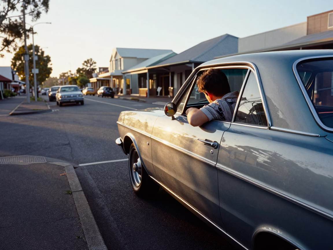 First Light Morning in Perth Western Australia Street Scene with Vintage Car Rally in in Perth, Western Australia, Australia