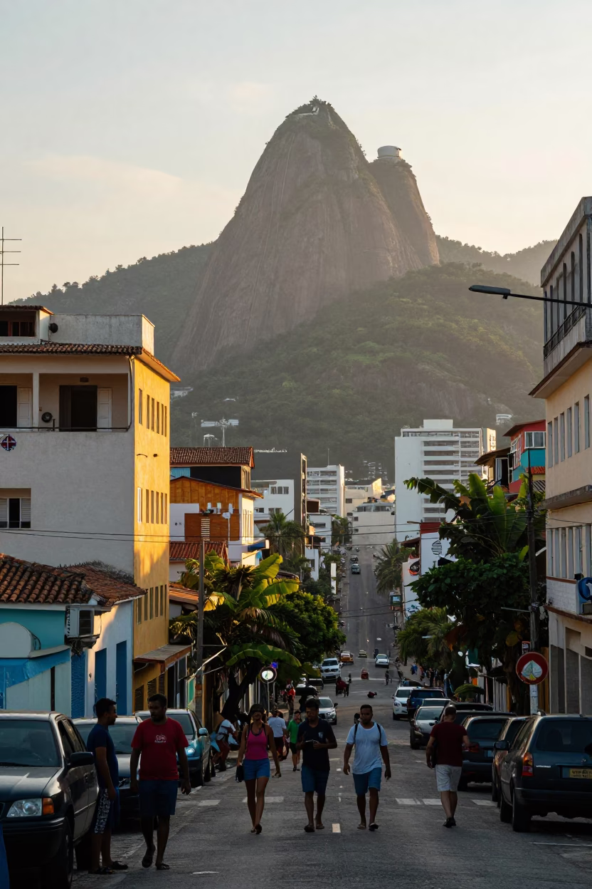 First Light Morning in Rio de Janeiro Brazil Street Scene with Observatory Dome in in Rio de Janeiro, Brazil