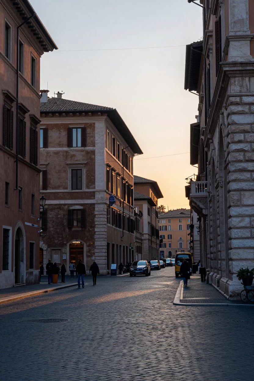 First Light Morning in Rome Italy Historic Architecture and Street Life in in Rome, Italy
