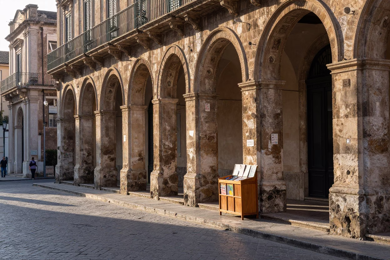 First Light Morning Street Scene in Palermo Italy with Local Market Details in in Palermo, Italy