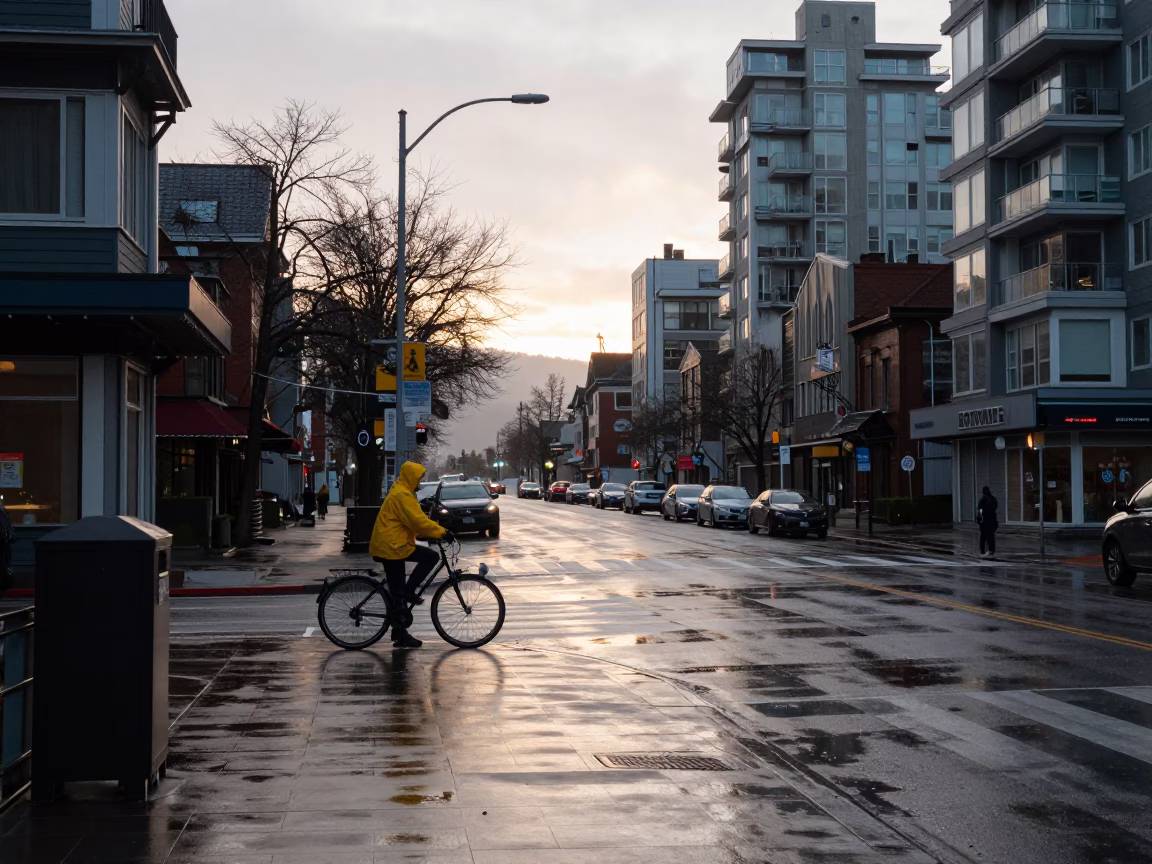 First Light Morning Street Scene in Vancouver British Columbia Canada in in Vancouver, British Columbia, Canada