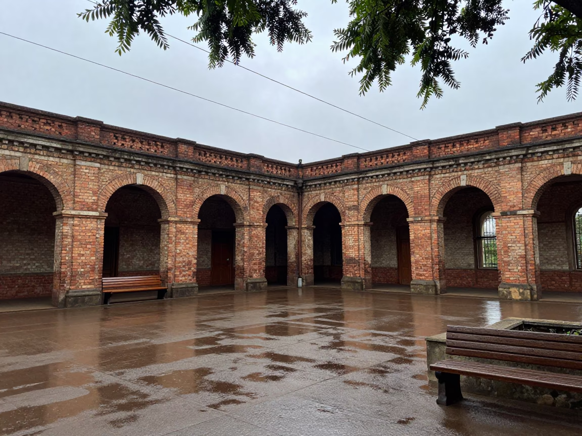 First Light in Mufulira Train Terminal Sunken Court in inside a restored train terminal in Mufulira