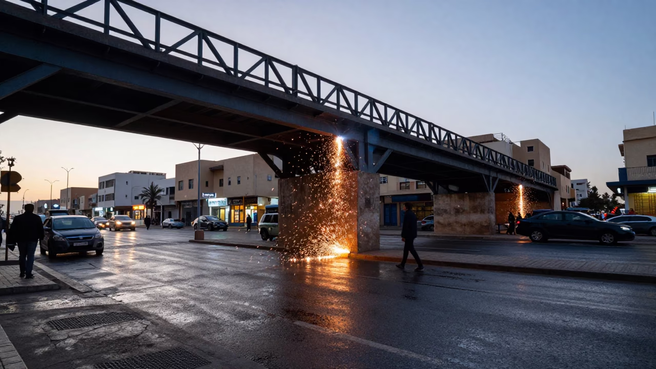 First Light Of Dawn on Beneath Bridge in Casablanca in in Casablanca, Morocco