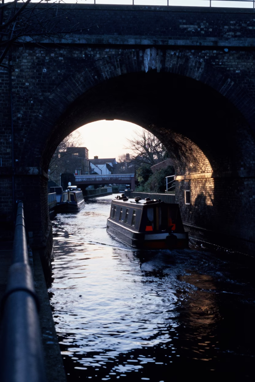 First Light Of Dawn on Canal Tunnel in London in in London, United Kingdom