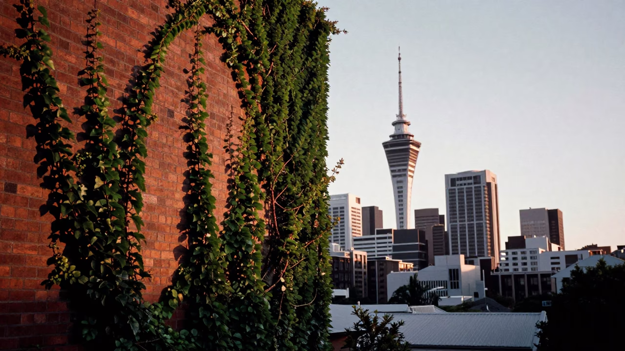 First Light Of Dawn on Ivy Vines in Auckland in in Auckland, New Zealand