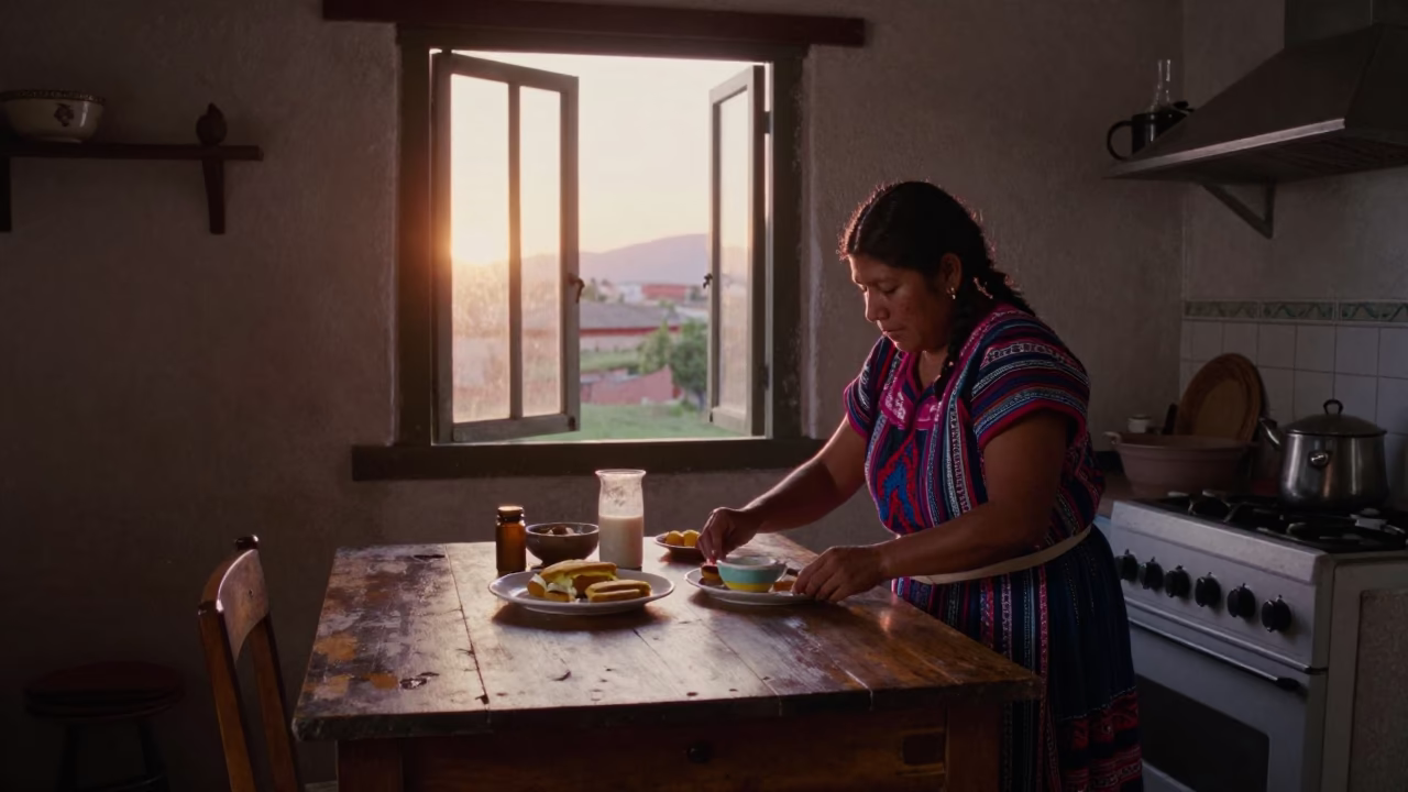 First Light Of Dawn on Kitchen Scene in Oaxaca in in Oaxaca, Mexico