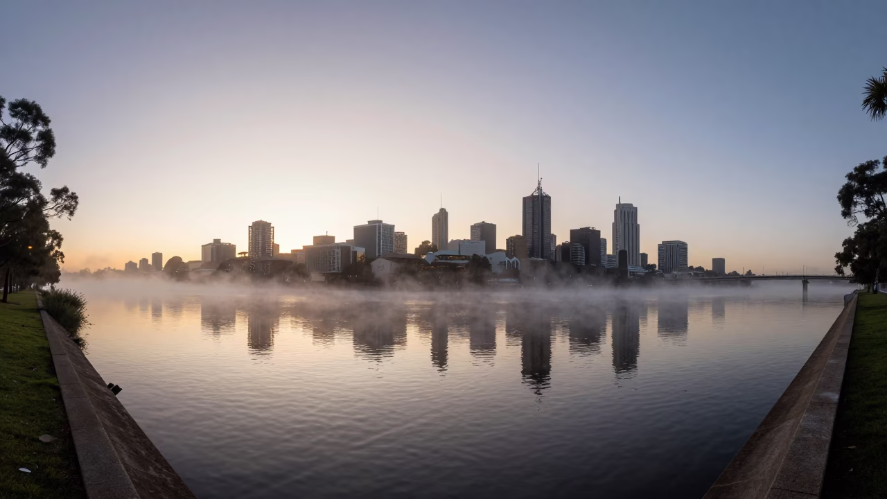 First Light Of Dawn on Light Dawn in Adelaide in in Adelaide, South Australia, Australia
