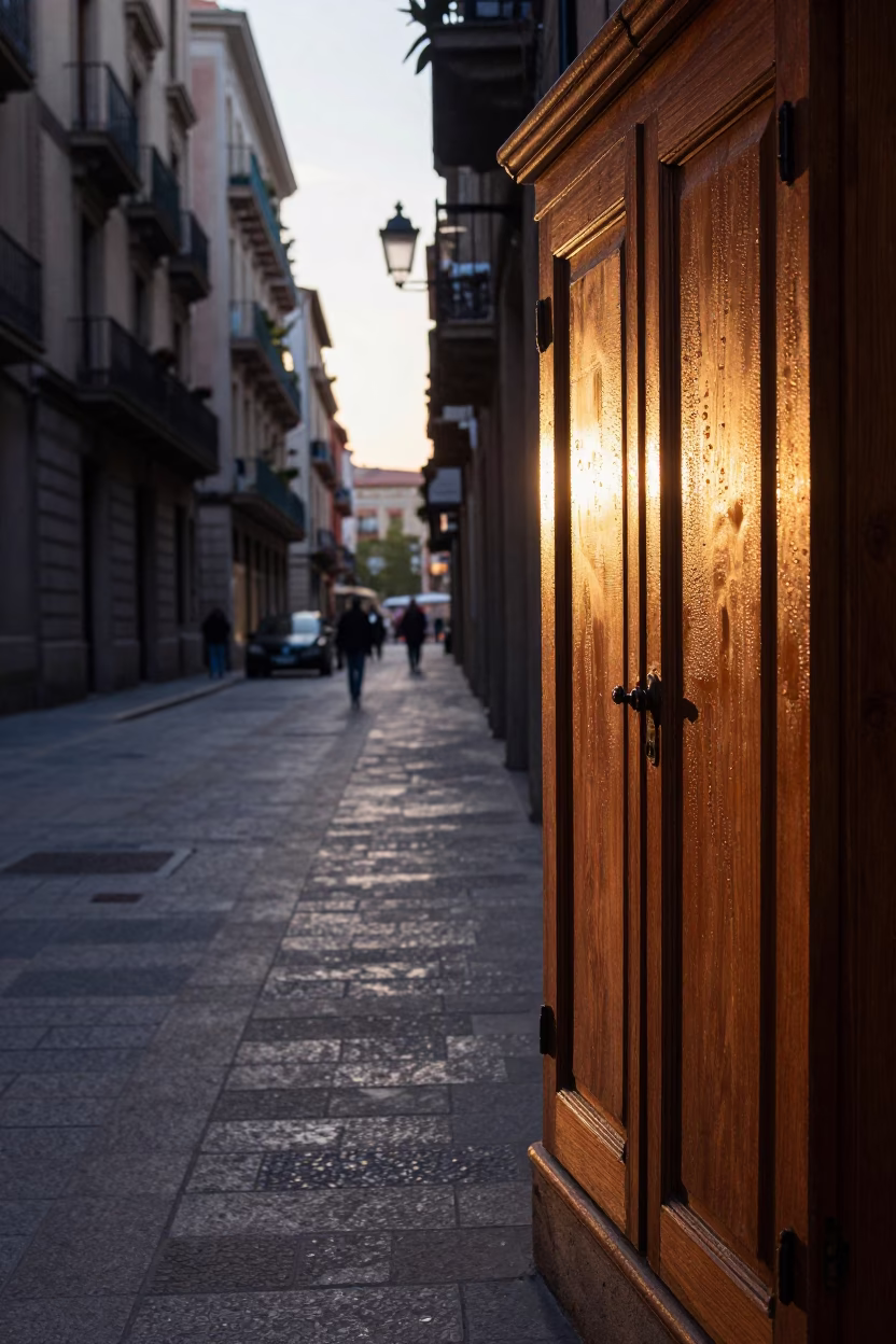 First Light Of Dawn on Light Dawn in Barcelona in in Barcelona, Spain
