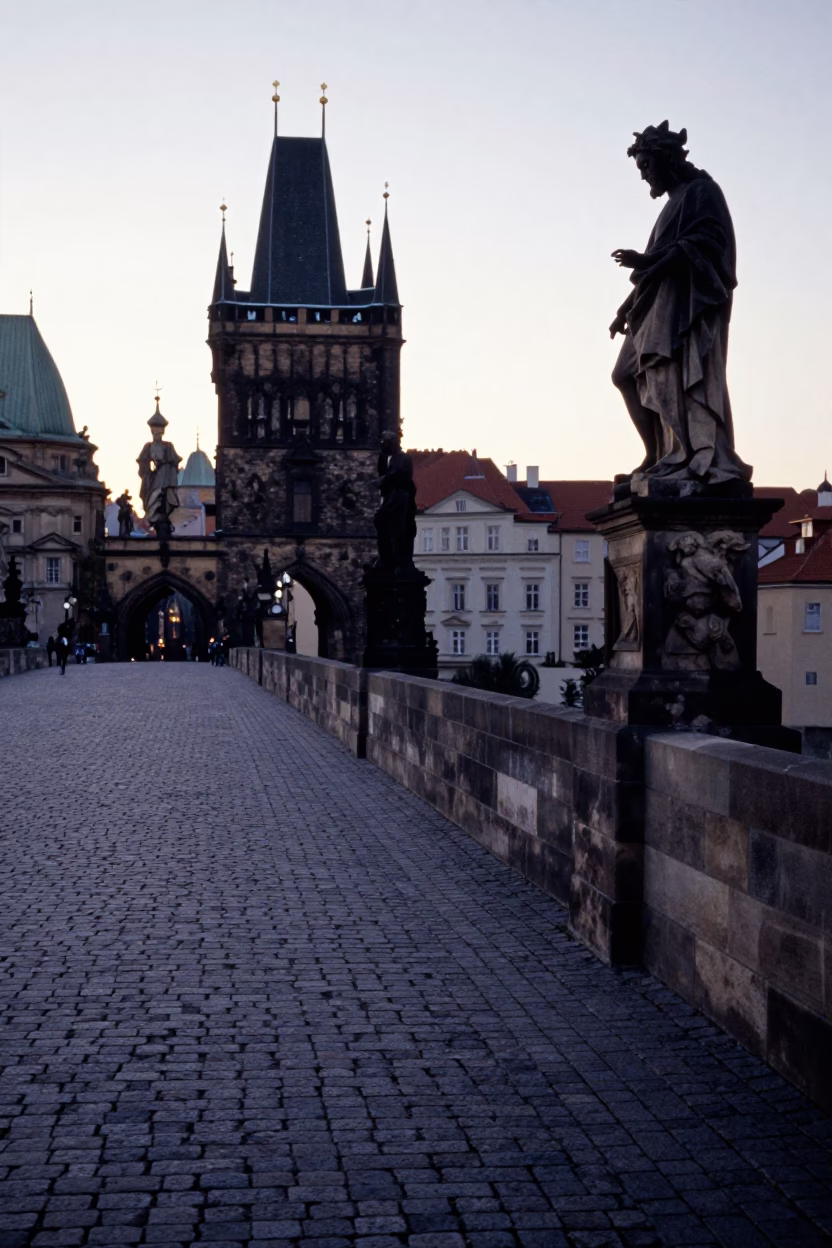 First Light Of Dawn on Light Dawn in Prague in in Prague, Czech Republic