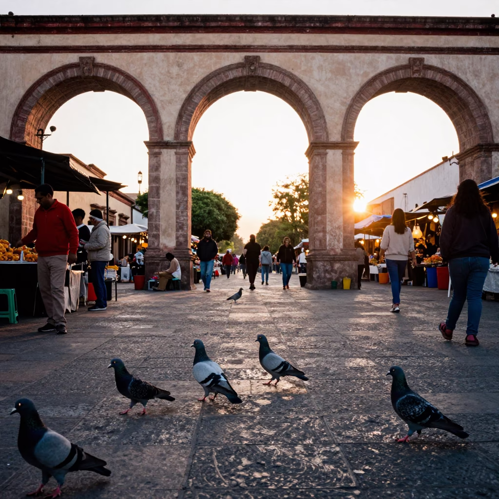 First Light Of Dawn on Market Scene in Merida in in Merida, Mexico