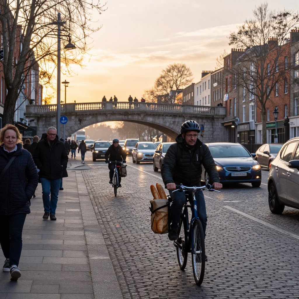 First Light Of Dawn on Morning Commute in Dublin in in Dublin, Ireland