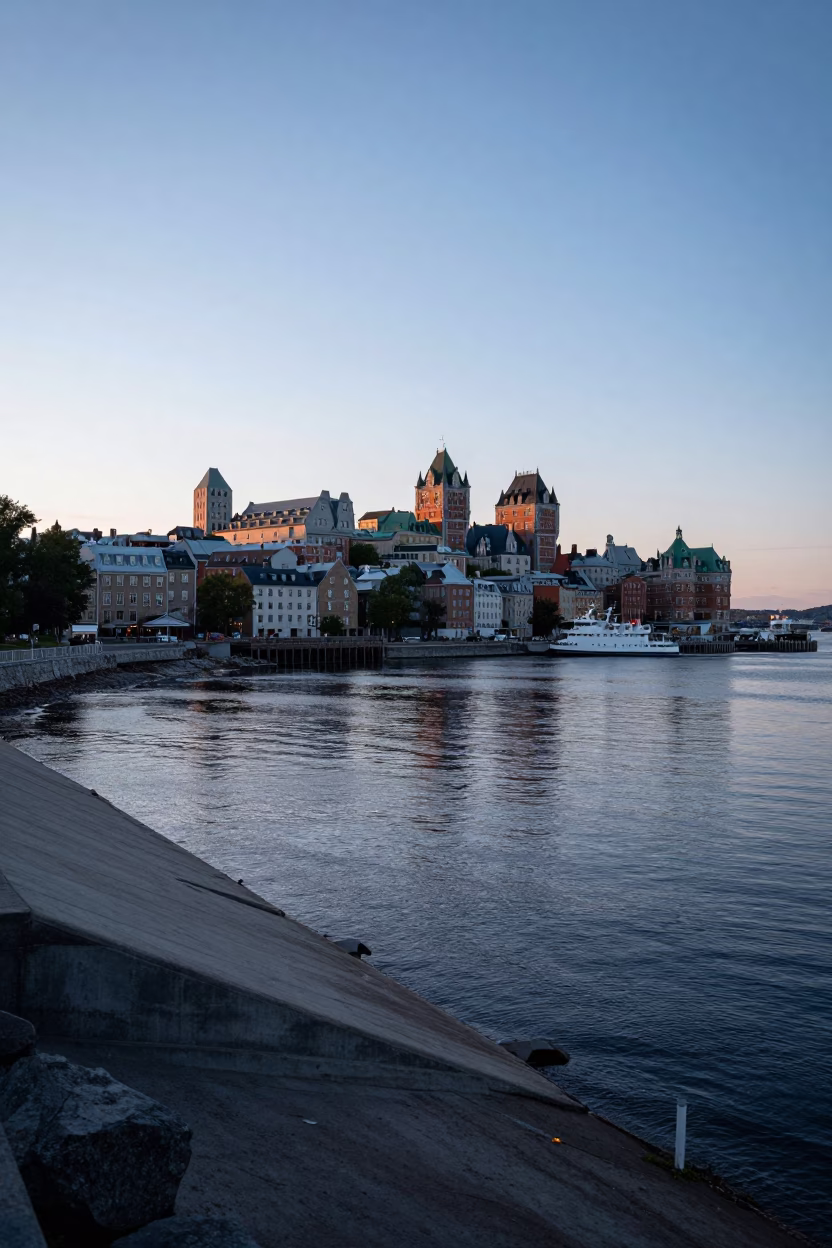 First Light Of Dawn on Morning Light in Quebec City in in Quebec City, Quebec, Canada