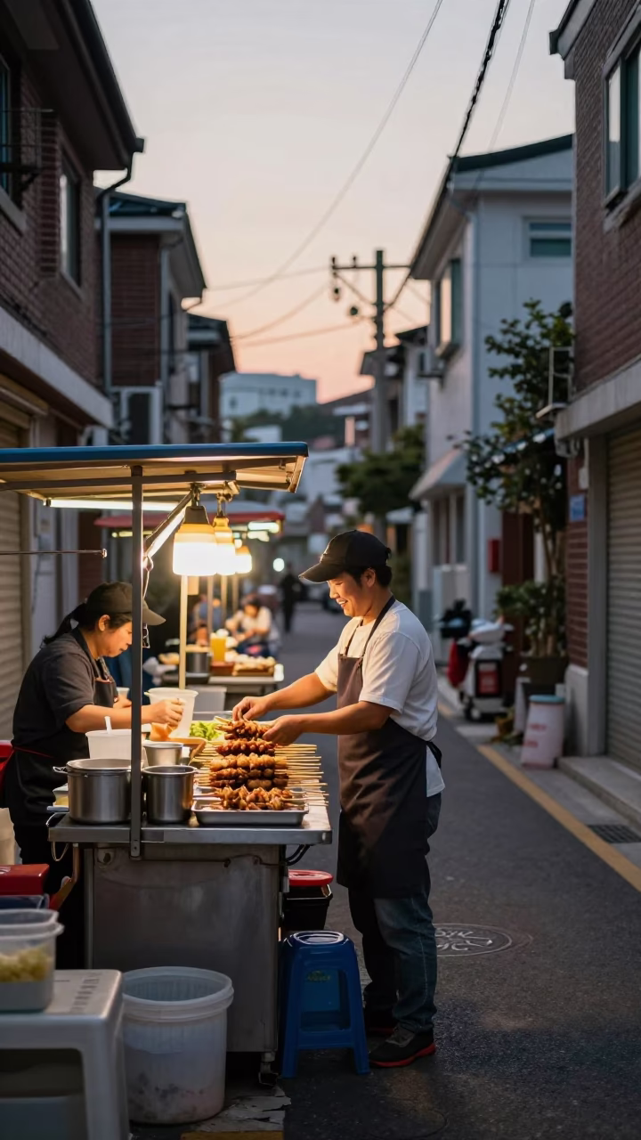First Light Of Dawn on Preparing Breakfast in Seoul in in Seoul, South Korea